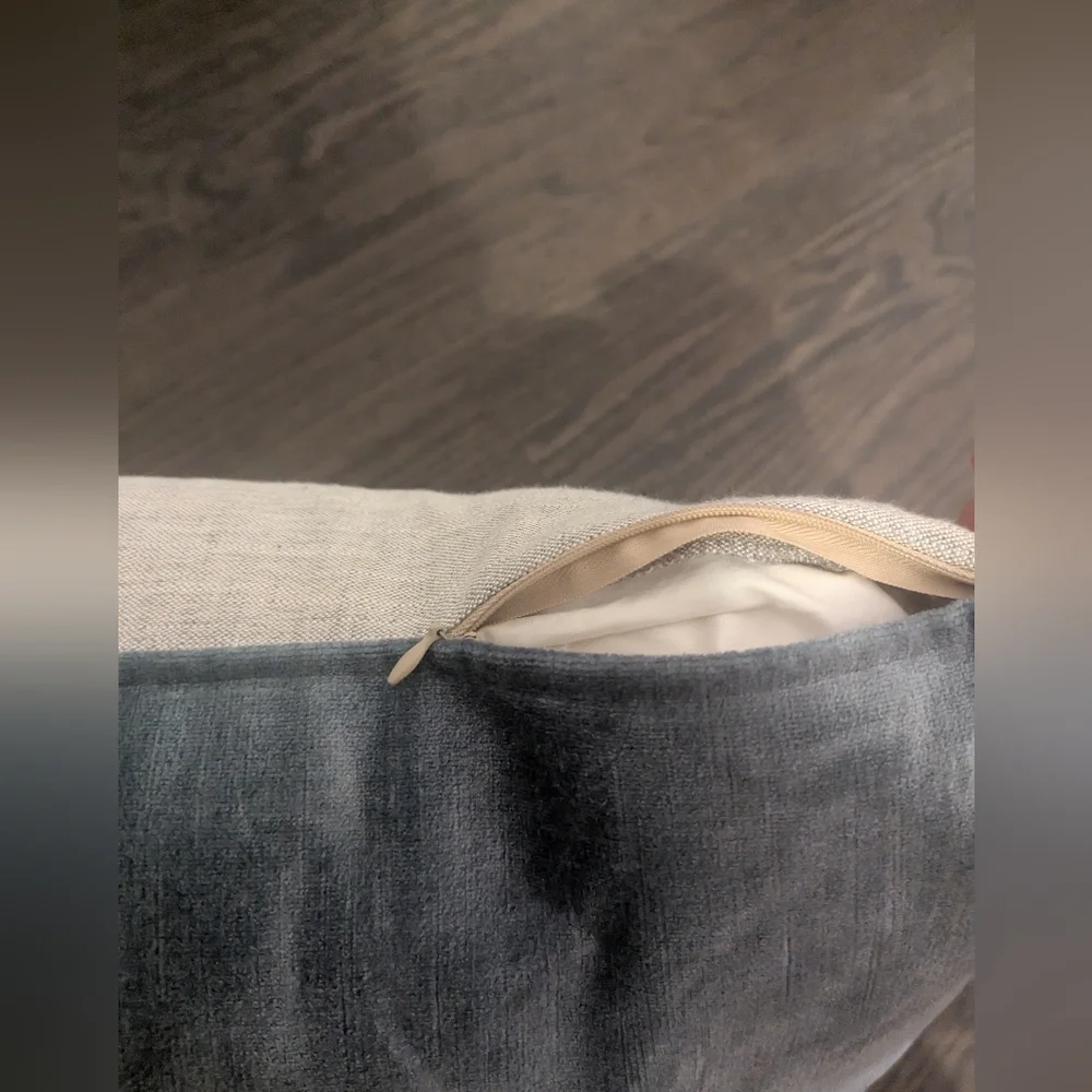 Good Condition Slate Blue Velvet Texture Pillow